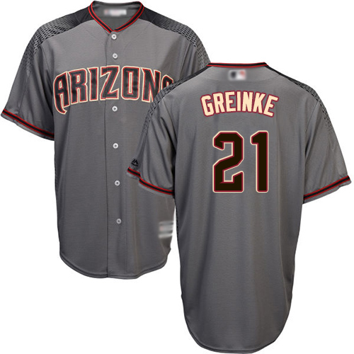 Diamondbacks #21 Zack Greinke Gray Road Women's Stitched MLB Jersey